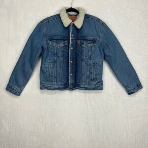Levi's Original Sherpa Lined Trucker Jacket Womens S Blue Denim 36137-0018